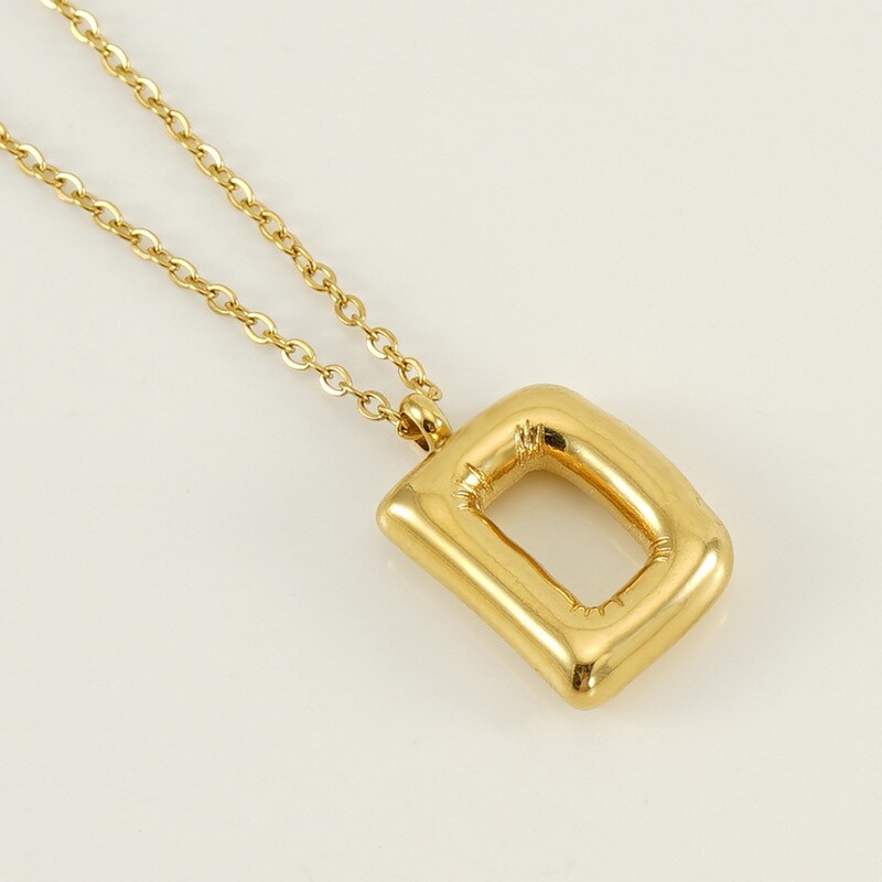 Gold color / 1 Piece Simple Series Simple Letter D Stainless Steel 18K Gold Plated Women's Pendant Necklaces Picture4